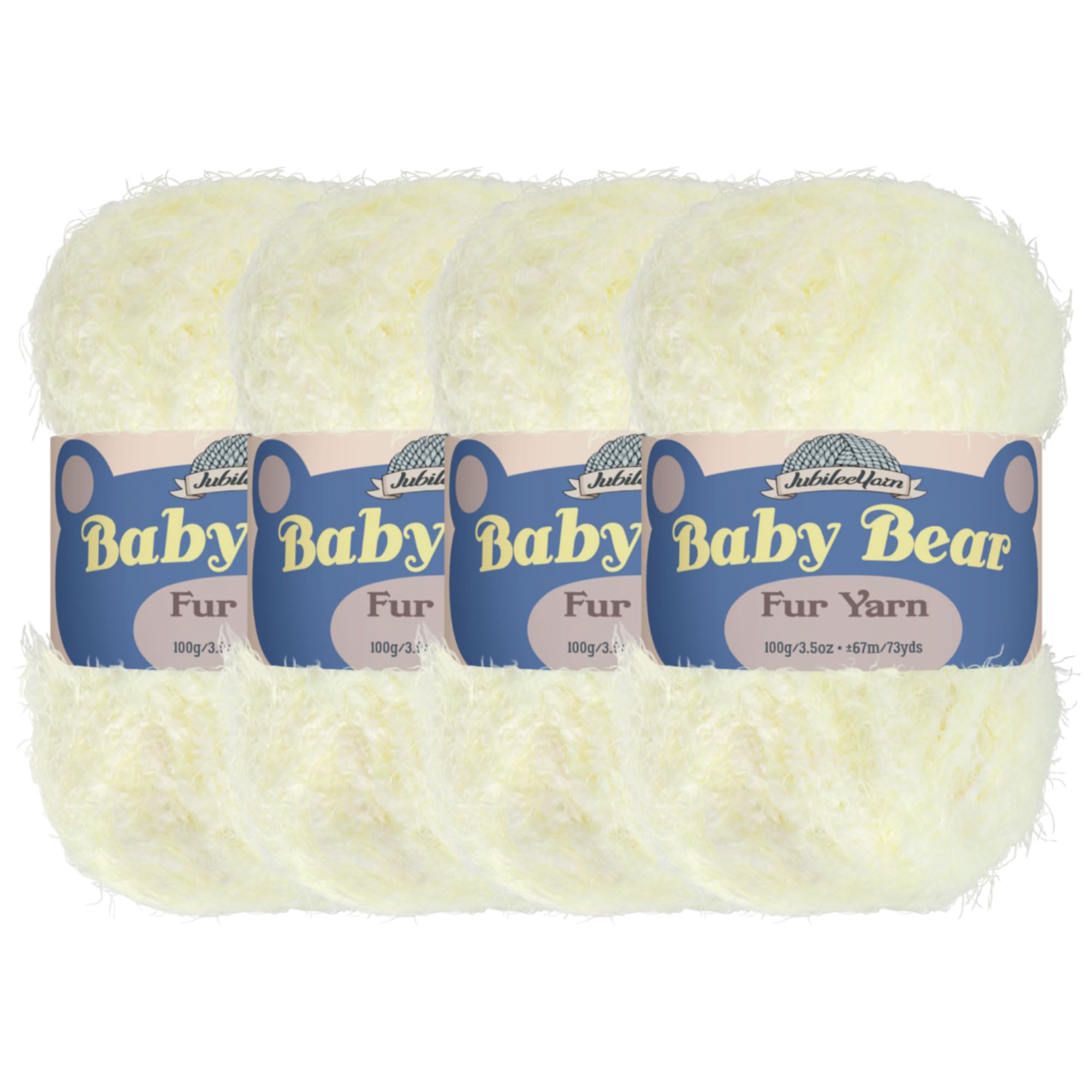 JubileeYarn Baby Bear Yarn - Chunky Weight Polyester Fur - 100g/Skein - Ivory - 4 Skeins