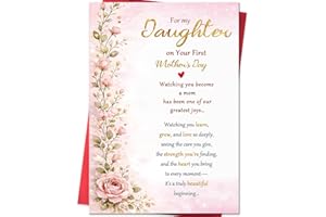 Beixian First Mother's Day Card for Daughter, First Mother's Day Gift for Daughter, Beautiful Floral Greeting Card for New Mo
