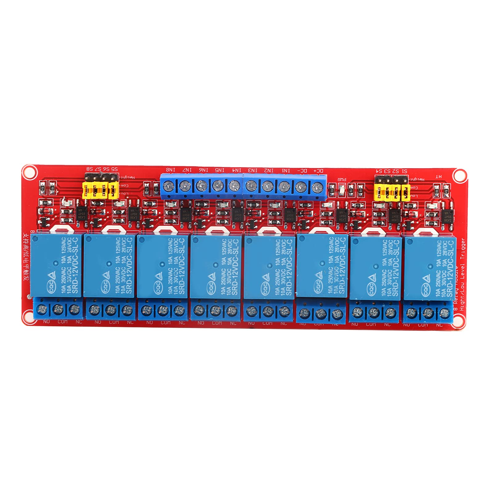 8 Channel DC 12V Relay Module Optocoupler Isolation High Low Level Trigger Board for PLC Automation Control Systems