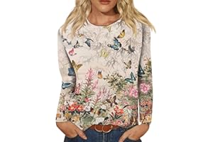 LPIGOH Long Sleeve Shirts for Women - Womens T Shirts Long Sleeve Crew Neck Shirts Basic Tee Sort Comfy Printed Tops Blouse