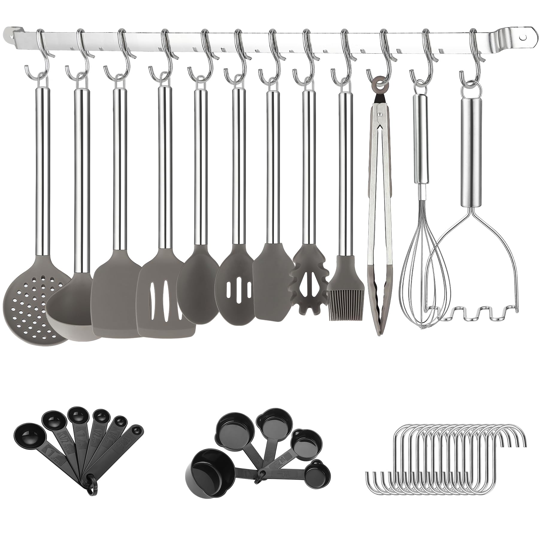 Kitchen Utensils Set, Kyraton 38 Piece Silicone Kitchen Cooking Utensils Set with Utensil Rack, Spoon Spatula Set, Non-Stick Kitchen Gadgets, Dishwasher Safe