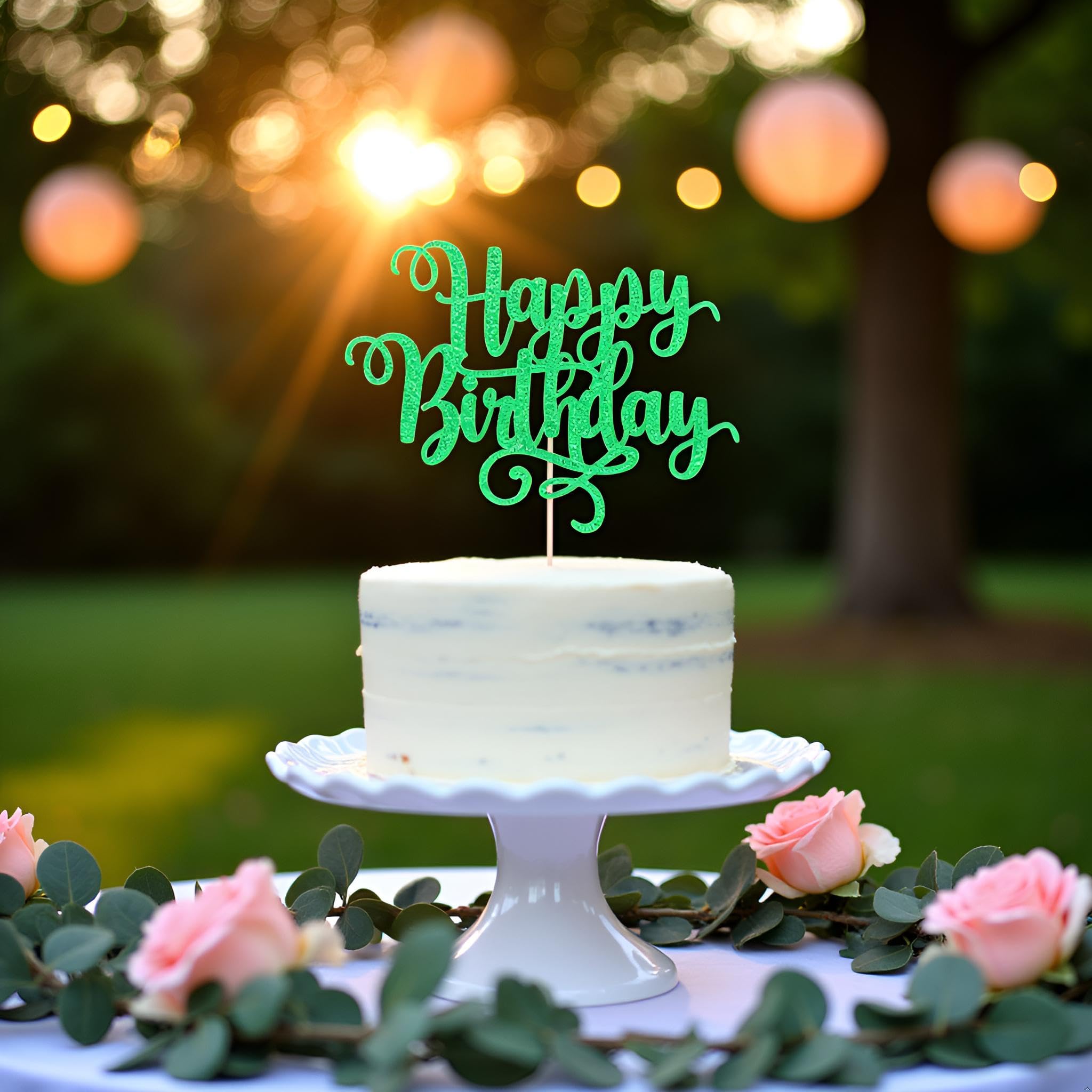 Photo 1 of Sleyberoy Sleyberoy Glitter Handmade Birthday Cake Topper Decoration - Anniversary/Birthday Party & Photo Booth Props (green)