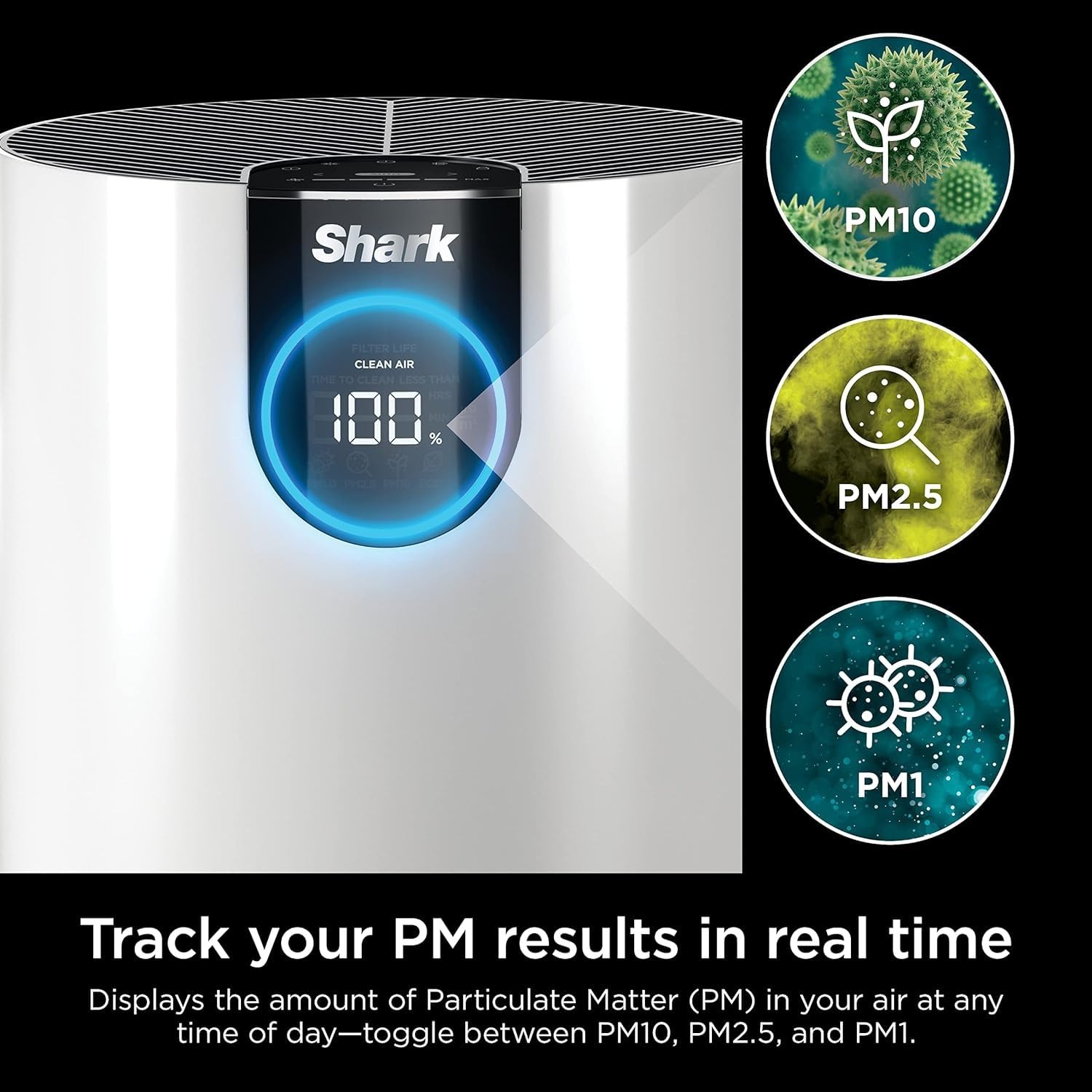 Shark HP200 Air Purifier MAX with Nanoseal HEPA, Cleansense IQ, Odor Lock, Cleans up to 1000 Sq. ft. and 99.98% of Particles, Dust, Allergens, Smoke, 0.1–0.2 Microns, White (Renewed)