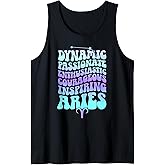 Aries Zodiac Sign Groovy Aries Birthday Aries Astrology Tank Top