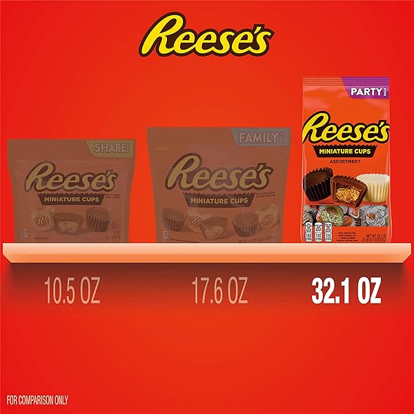 REESE’S MINIATURES ASSORTED FLAVORED PEANUT BUTTER CUPS, CANDY PARTY PACK, 32.1 OZ
