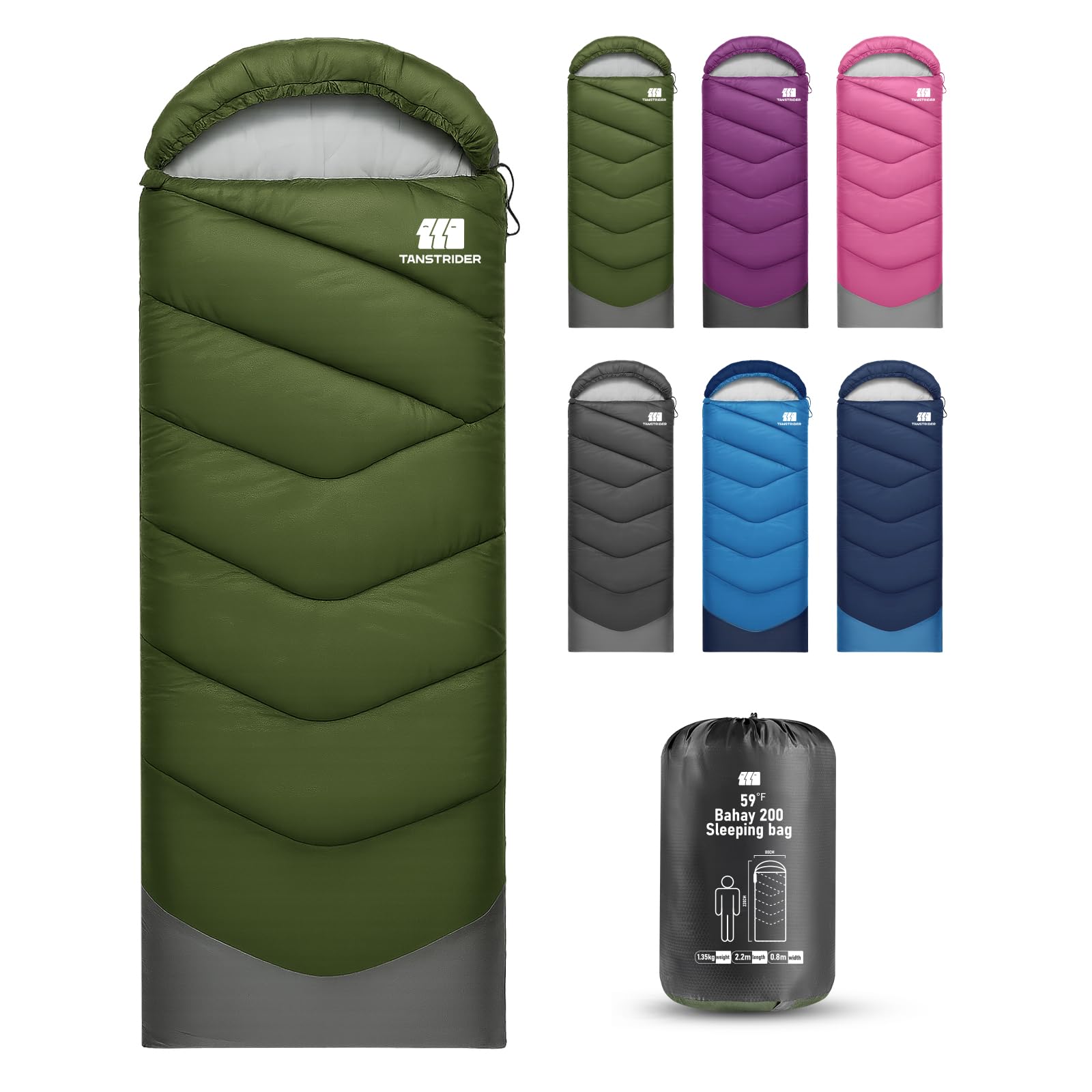 Photo 1 of TANSTRIDER Sleeping Bags for Adults Warm Weather 50?,3lb Lightweight Sleeping Bag for Tall Kids Girls Boys with Compression Sack,Camping Essentials Gear, Hiking,Travel,Hotel,Outdoor & Indoor