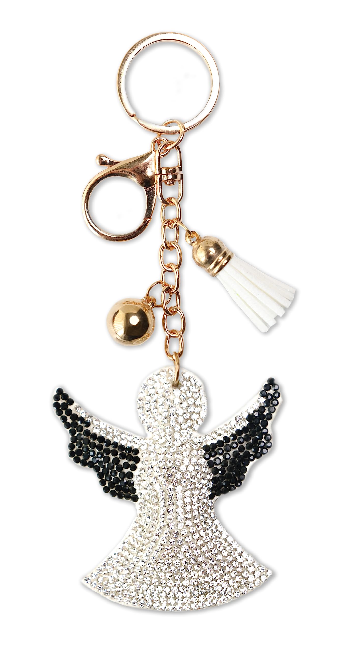 AuPra Crystal Guardian Angel KeyRing Gift Idea Women Men Rhinestone Tassel Clip KeyChain Girl Boy Friendship Small Surprise Present Home Car Key Chain Ring…