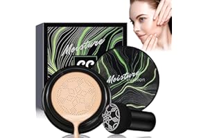 WENJLYJ Mushroom Head Air Cushion CC Cream,Moisturizing BB Cream Foundation Makeup Matte Concealer with Mushroom Makeup Spong