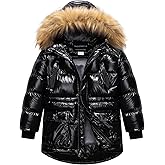 CREATMO US Boy's Winter Parka Water Resistant Hooded Puffer Fleece Lined Jackets Coats