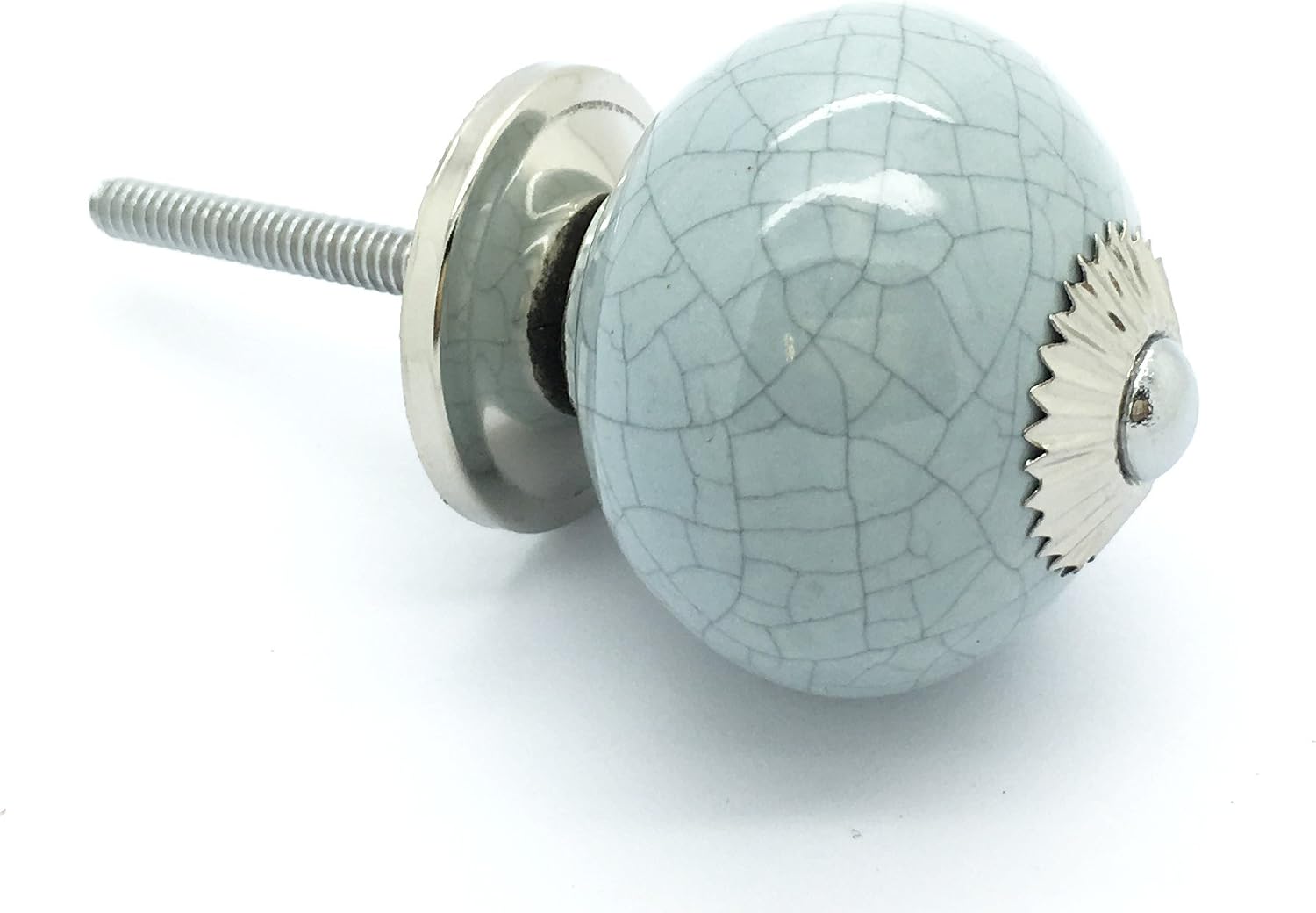 G Decor Blue-Grey Crackle Handmade Design Round Ceramic Door Knobs, Vintage, Shabby Chic, Interior Furniture - Image 4