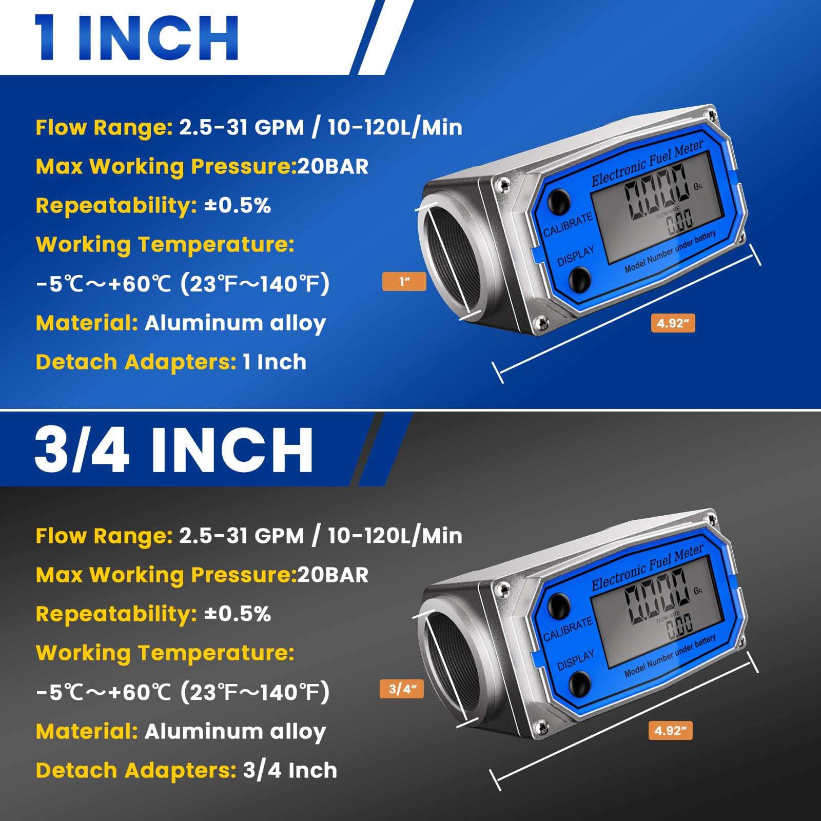 Mua Flow Meter 3/4 Inches - Digital Flow Meter Aluminum Alloy ...