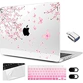 MEEgoodo Compatible with MacBook Pro 14 inch Case (M5/M4/M3/M2/M1) 2025 2024 2023 2021, Case Fit Model A3434/A3112/A3401/A3185/A2918/A2992/A2779/A2442 Pro/Max, Cherry Blossoms