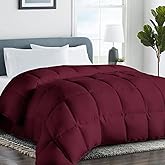 COHOME Quilted Oversized Queen Size Comforter - All-Season Down Alternative Duvet Insert - Luxury Hotel Winter Warm Burgundy Comforter with Anti-Clump Tech & 8 Tabs -Reversible (98"x98")