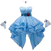 Cosplay.fm Anime Girl Cosplay Costume Blue Dress with Belt Choker Fairy Dress Princess Dress