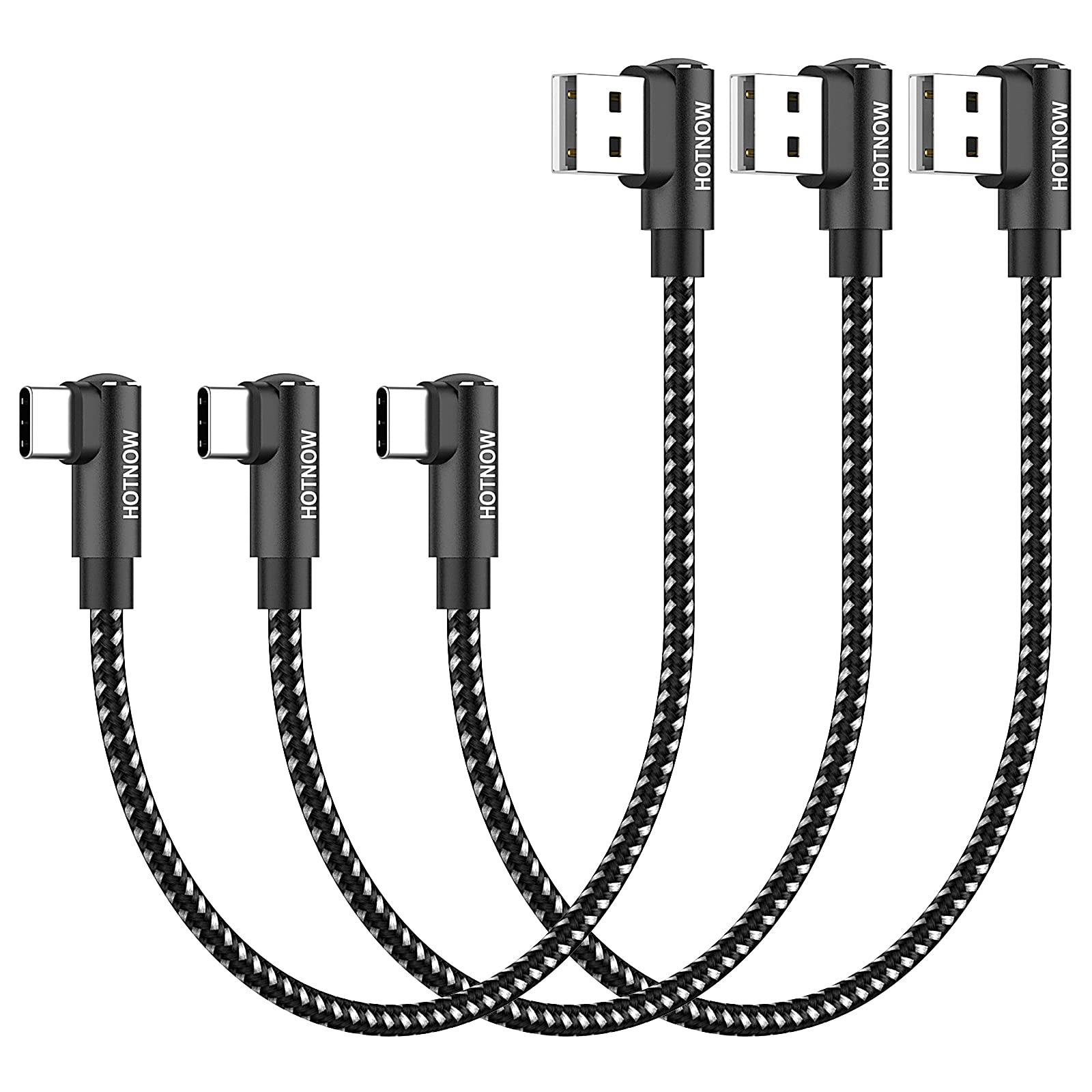 Photo 1 of **MISSING 1** HOTNOW Short USB C Cable Right Angle 1ft, [3Pack 1ft] Portable USB-C Charger Nylon Braided Fast Charging Cord for Samsung Galaxy S10 S9 S8 Plus Note 9 8,Power Bank and Other Type c Devices