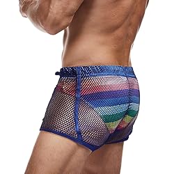 FIROTTII Mens Mesh Shorts Sexy Boxers See Through