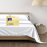 THREAD SPREAD 100% Egyptian Cotton Sheets Queen Size - 600 Thread Count Sheet Set Queen, 4 PC White Luxury Sheets Queen Size, Extra Soft, Cooling Sateen Weave Deep Pocket Sheet, Fits Mattress upto 18"