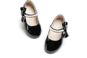 PHIRAMIN Toddler Flower Girl Glitter Dress Shoes Little Girl Ballet Flats Bow Wedding Party