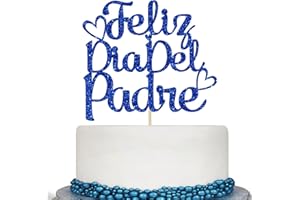 CALARJETA Feliz Día Del Padre Cake Topper, Happy Father's Day Cake Topper, Feliz Cumpleaños Papa Decorations, Fathers Day Party Decorations Blue Glitter