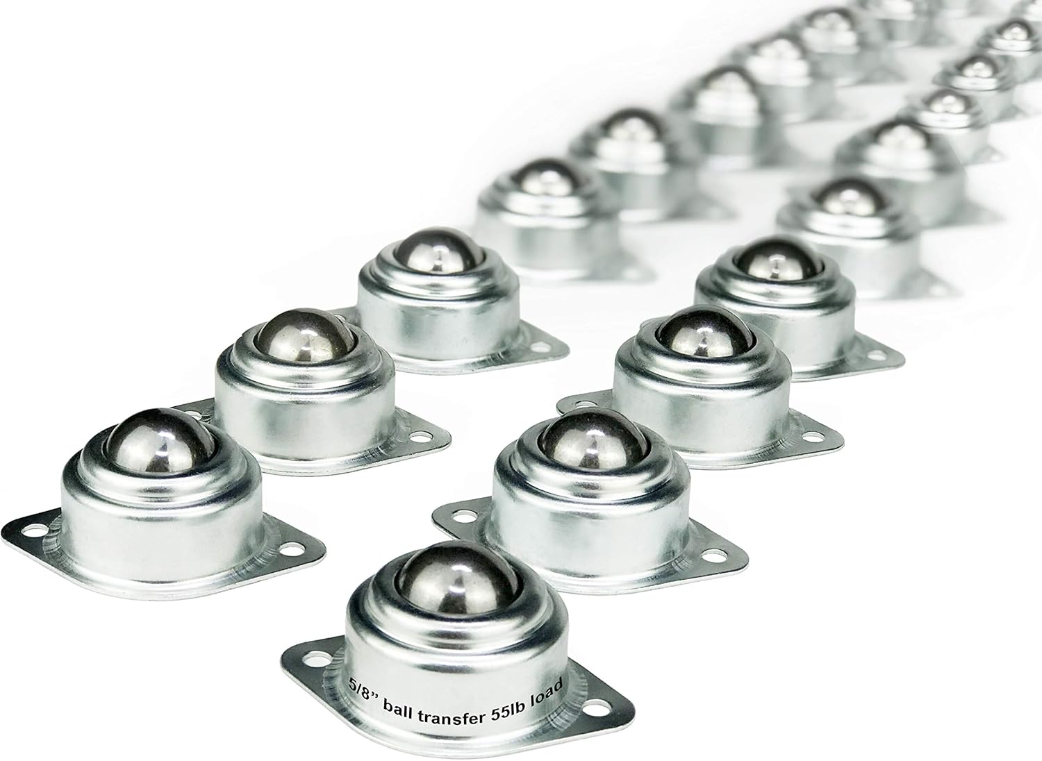 60 Pack 5/8” Roller Ball Transfer Bearings, 3,300 lbs