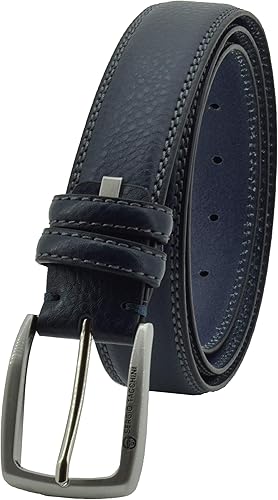 Sergio Tacchini Ceinture Pour Homme En Cuir Veritable Boucle Rectangulaire Sans Nickel Bleu Deux Coutures 120 Cm Tg 52 54 Amazon Fr Chaussures Et Sacs