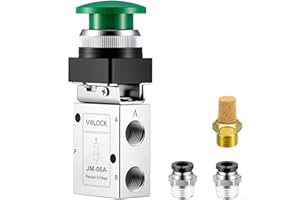 VIILOCK Pneumatic Mechanical Valve, 1/4” NPT 3 Way 2 Position Momentary Push Button Manual Control Air Valve JM-06A