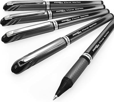 Pentel Energel BL27 Gel Pen 0.7mm Black Ink Pack of 5