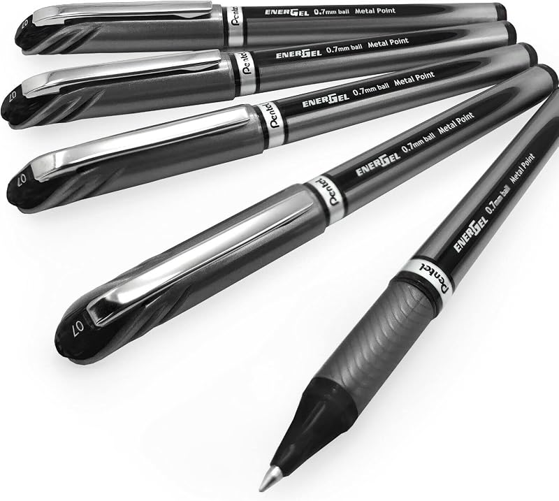 Pentel Energel BL27 Gel Pen 0.7mm Black Ink Pack of 5