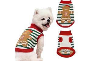 JUST JOLLY Dog Sweaters Pet Christmas Knitted Sweater Gingerbread Girl Jumper Coat for Puppy Sweaters Warm Outfit for Dog Cat (M)