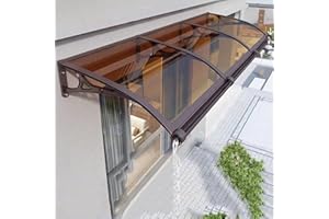 YUZES Window Awning with Aluminum Bracket,Outdoor Door Patio Canopy,Polycarbonate Cover Front,UV,Rain Snow Protection Hollow Sheet,Front Door Canopy (Color : Brown, Size : 100x160cm)