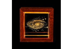 TENGFENG 3D Galaxy Crystal Night Light for Kids with Warm White LED Light, Glass Moon Lamp Galaxy Table Lamp as a Birthday Gift for Teens Boys and Girls, Galaxy Model Christmas Gifts Square Crystal