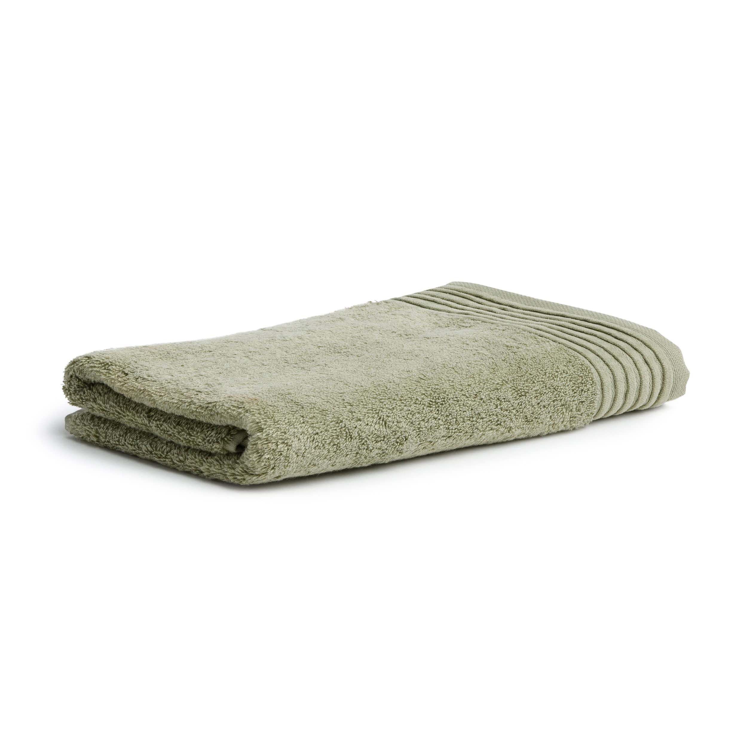 Möve Loft Plain Bath Towel with Chenille Piping 80 x 150 cm 100% Cotton (Spinair), Moss