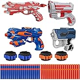 Kasebro 4 Pack Blaster Set for Kids Ages 5+ | 80 Foam Darts & 4 Wrist Bands | Team Battle Toy Gift - Christmas Birthday Easter Party