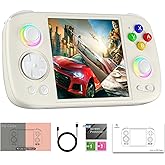 RG Cube Retro Game Console Handheld Game Console No Card Multi-Touch Screen Android 13 System Video Game Console with 5200mAh Battery,High-Speed Fan,16 Million Color Rgb Lighting(Beige White)