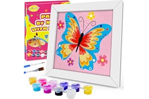 JOAOYO Paint by Numbers for Kids Ages 8-12 Easy Acrylic Paint by Number Kits for Girls Boys Adults with Wooden Frame Oil Painting Kits for Kids Ages 4-8 Perfect for Gift Home Decoration (Butterfly)