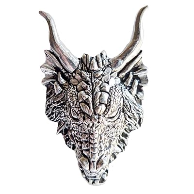 Dragon Head Chunky Pin Badge - مصنوع يدويًا في كورنوال ، إنجلترا في Solid Pewter