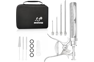 MIZHAO Premium Meat Injector Kit - Stainless Steel Marinade Syringe with 4 Needles, Leak-Proof, Food-Grade Injector for BBQ, Turkey, Chicken, and Grilling – Includes Bonus Glass Tube (9.3in)