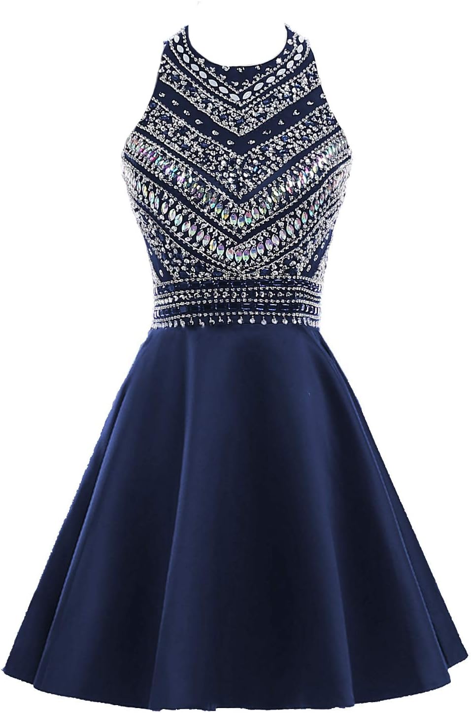 HEIMO Women's Sparkly Beaded Homecoming Dresses Sequined Prom Gowns Short H212