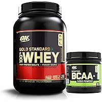 Optimum Nutrition (ON) Gold Standard 100% Whey Protein Powder - 2 lbs, 907 g (Double Rich Chocolate) + Instantized BCAA 5000 Powder - 60 Servings (Unflavored), 12.16 oz (345 g)