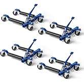 TUFFIOM Car Wheel Dolly Jack Set of 4, Mechanical 6000-lbs Car Skates, 12'' Wheel Vehicle Positioning Jack, Heavy Duty Rollers with Ratcheting Foot Pedal for Tire Auto Repair Moving, Blue