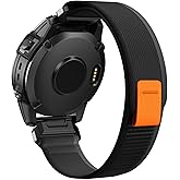 ANCOOL for Garmin Fenix 7/Fenix 6/Fenix 5 Band 22mm Quickfit Nylon Watch Bands Replacement for Fenix 7 Pro/Fenix 6 Pro/Fenix 5 Plus/Forerunner 935/945/955/Instinct 2(Black/Grey)