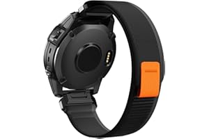 ANCOOL Compatible for Garmin Fenix 7X/6X/5X Band, 26mm Easy Fit Nylon Straps Compatible for Fenix 3/5X Plus/6X Pro/Tactix Delta/Enduro 2 Bands（Black/Grey）