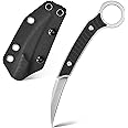 Ccanku C1394 Fixed Blade Knife, AUS-8 Stonewashed Steel Blade G10 Handle EDC Tool Knife for Outdoor Survival Hiking Camping with Kydex Sheath(Silver)