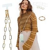 Casecond Crossbody Phone Lanyard Chain Shoulder CellPhone Strap Phone Charm Neck Chain iPhone Holder 3 Pad Patche Tether Universal for iPhone 16 Pro Max 15 14 11 Samsung S24 Flip 5 Google Moto Gold