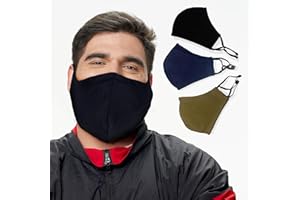 BLU HORN Face Mask from Large to 2XL(X-Large), with nose wire, adjustable loop, breathable (X-Large, Black/Blue/Green (3-Pack))
