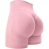 YEOREO Women High Waist Workout Yoga Gym Smile Contour Seamless Cycling Shorts