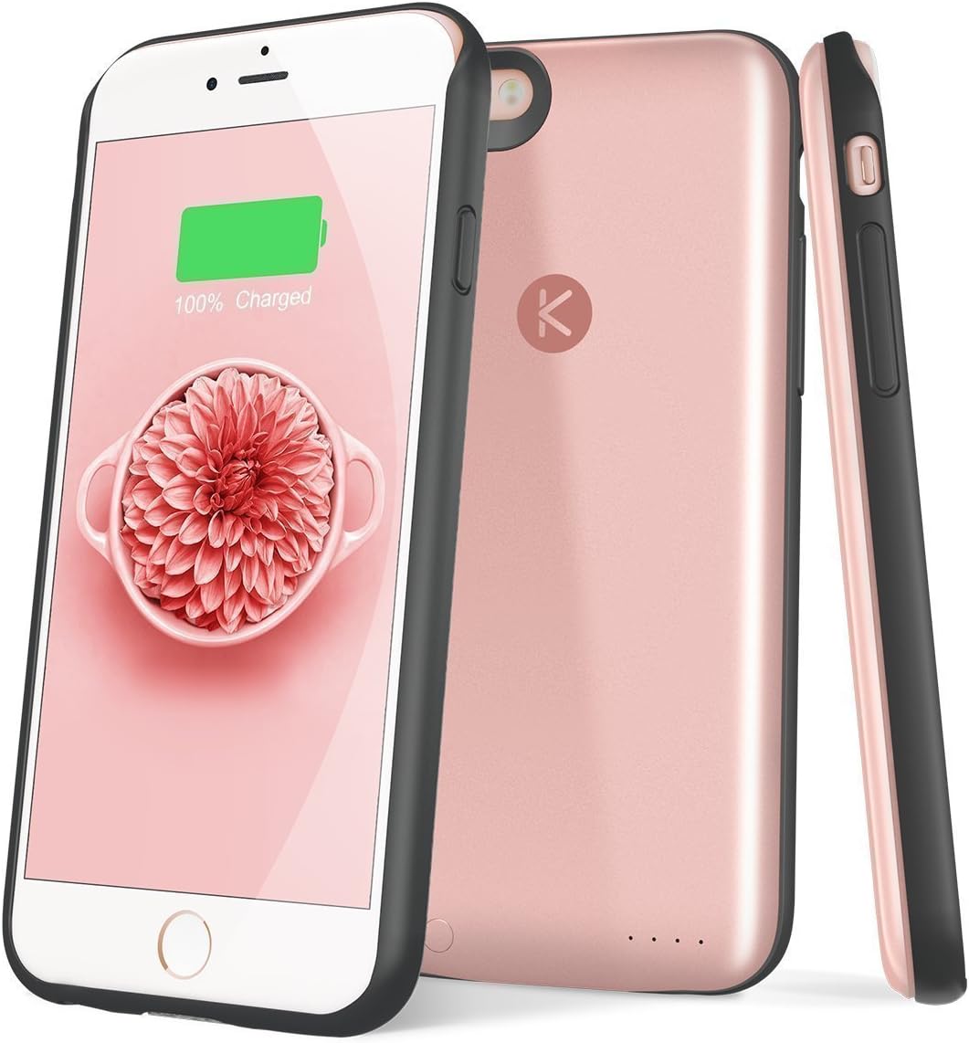 Kotech iPhone 6 6s Battery Case Ultra Slim Extended Charging Case External Battery Case Portable Charger for iPhone 6 6S 4.7 inch with 2400mAh(Rose Gold)