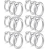 SCERRING 14G Captive Bead Piercing Ring Stainless Steel Nose Septum Tragus Helix Nipple Belly Lip Eyebrow Hoop Rings Piercing Jewelry for Women Men 8-16mm 18-36PCS