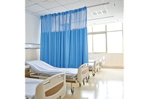 JAYEUW Hospital Curtain with Hooks, Room Divider Curtains Cubicle Curtain Divider Privacy Curtains for Hospital, Medical Clinic, Lab (Blue, 9ft Wide x 8ft Tall)