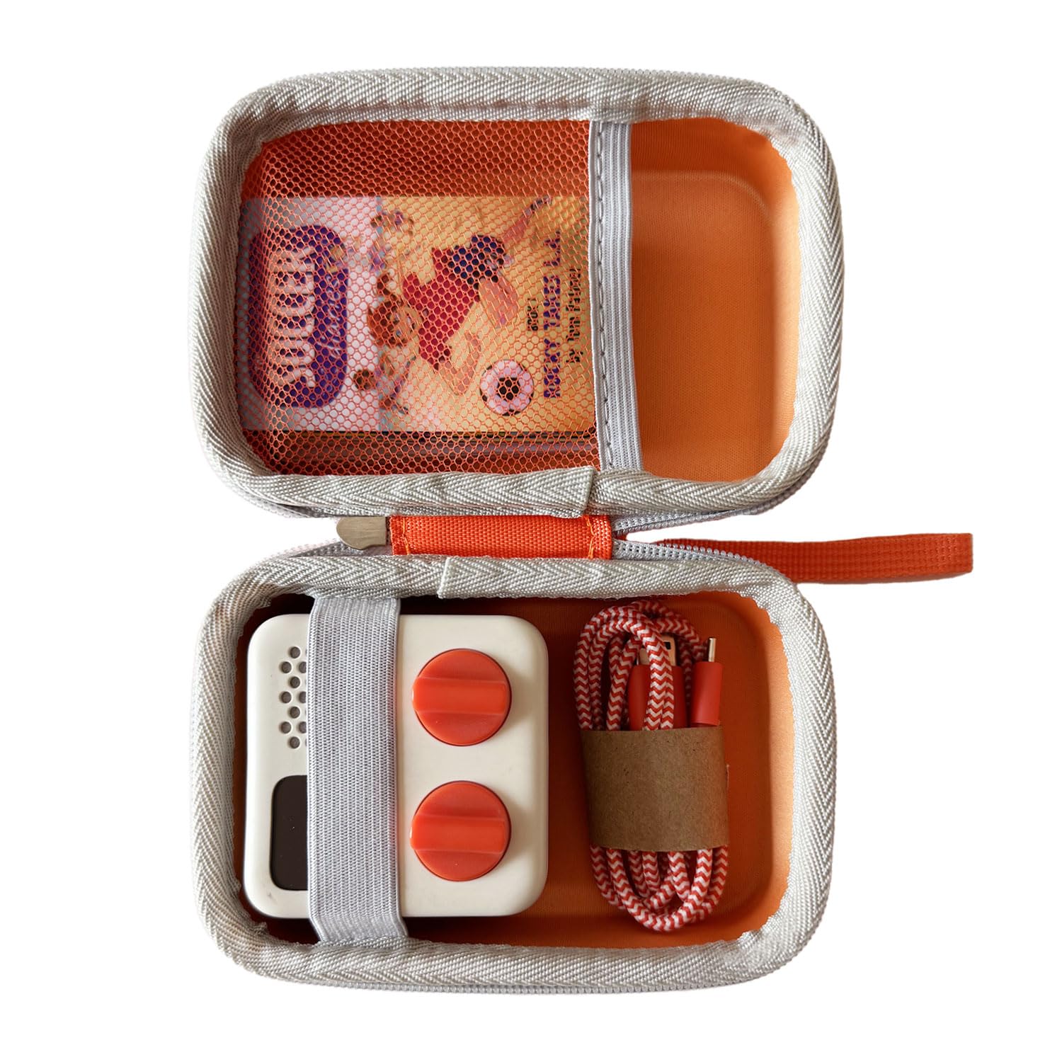 Photo 1 of Hard Travel Case for Yoto Mini Player with Pouch Hold up to 20 Yoto Cards Boys Girls EVA Hard-Shell Carrier Kids Protective Storage Holder, Orange and Grey(Case Only)